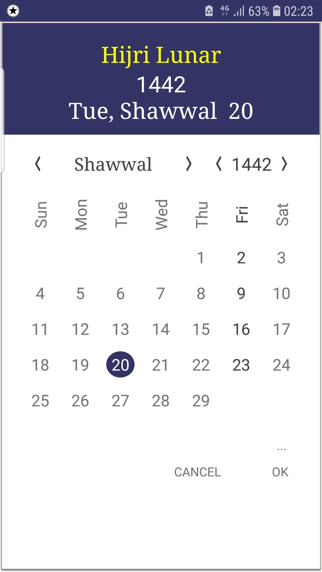 Iranian Calendar screenshot