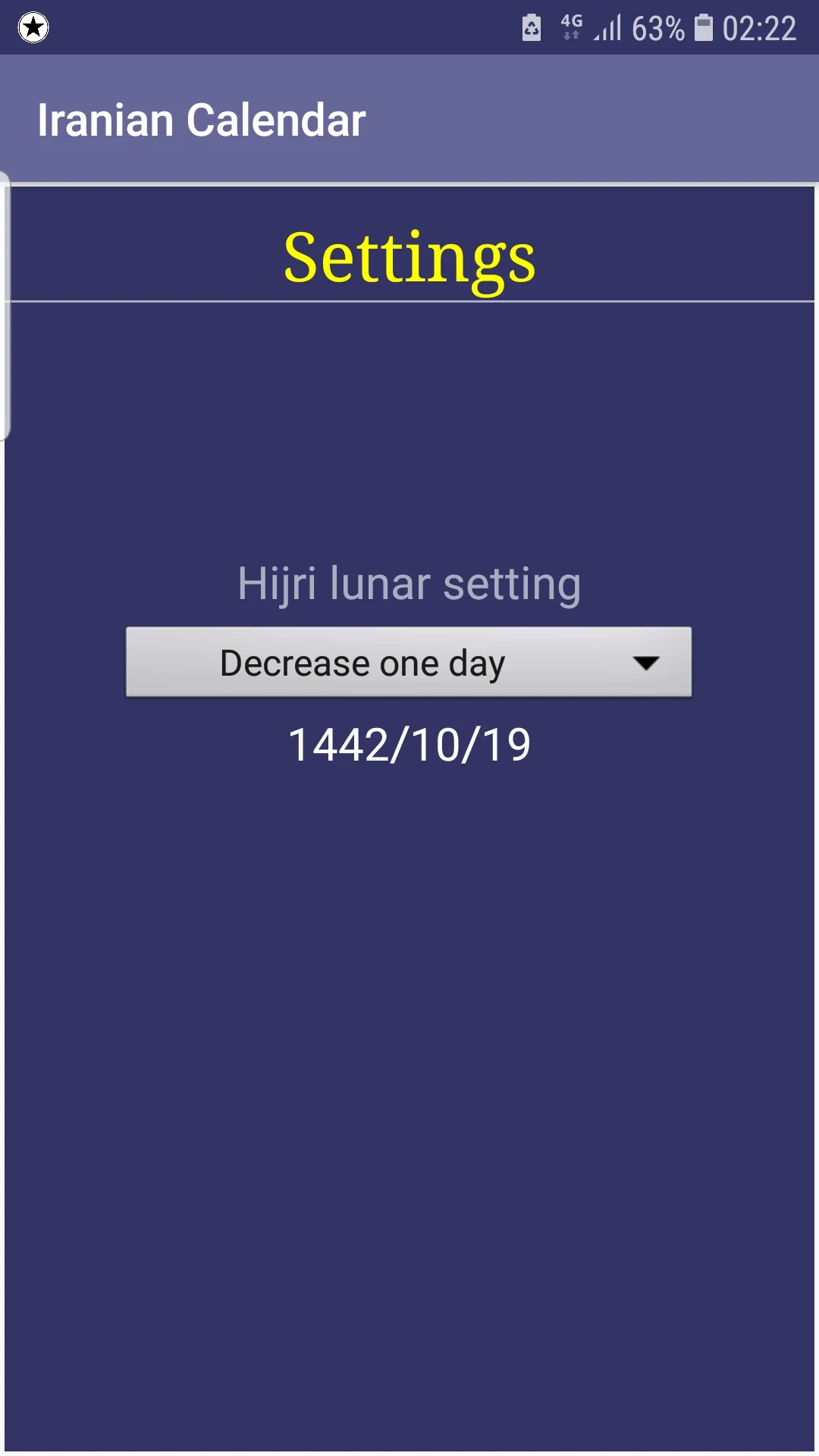 Iranian Calendar screenshot